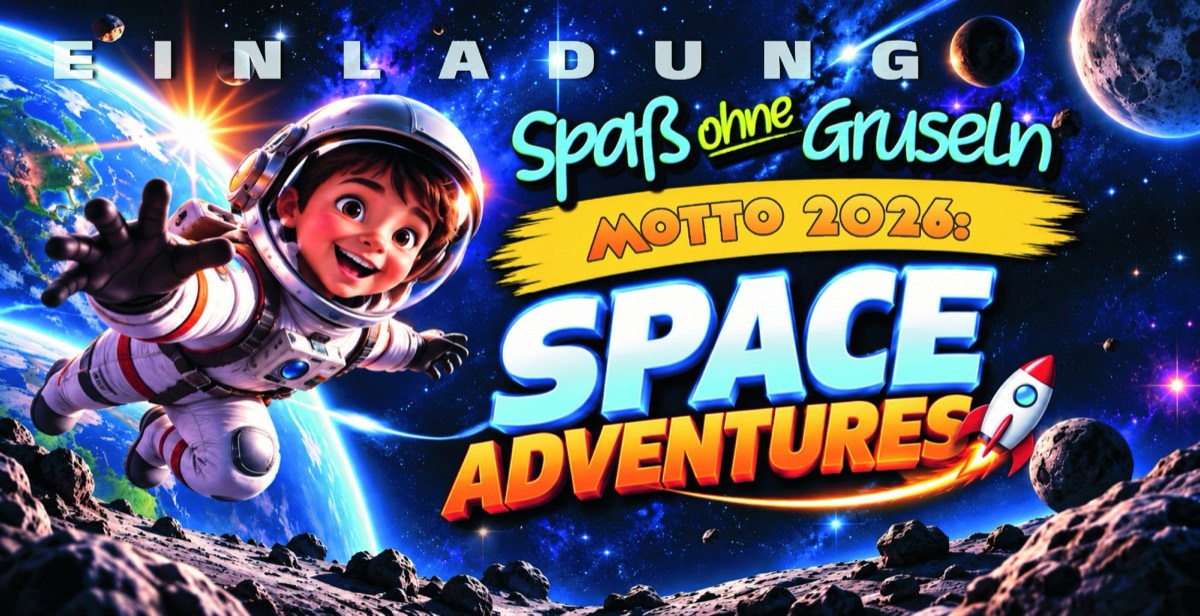 Einladung: Spaß ohne Gruseln – Motto 2026: Space Adventures